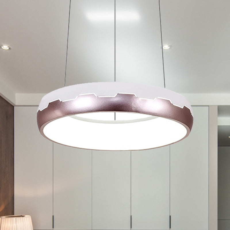 Iluminación de suspensión del anillo de oro rosa Kit de luz colgante de metal LED moderno con luz blanca/cálida, 18 "/21.5" de ancho