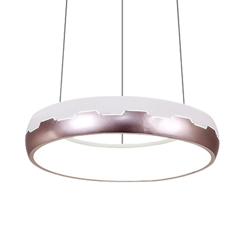 Iluminación de suspensión del anillo de oro rosa Kit de luz colgante de metal LED moderno con luz blanca/cálida, 18 "/21.5" de ancho