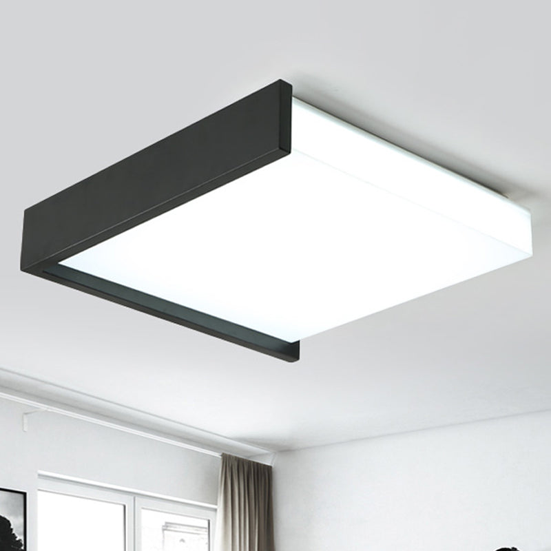 16"/19.5" Wide LED Bedroom Flush Mount Black/White Flush Ceiling Light Fixture with Brick Acrylic Shade, Warm/White Light