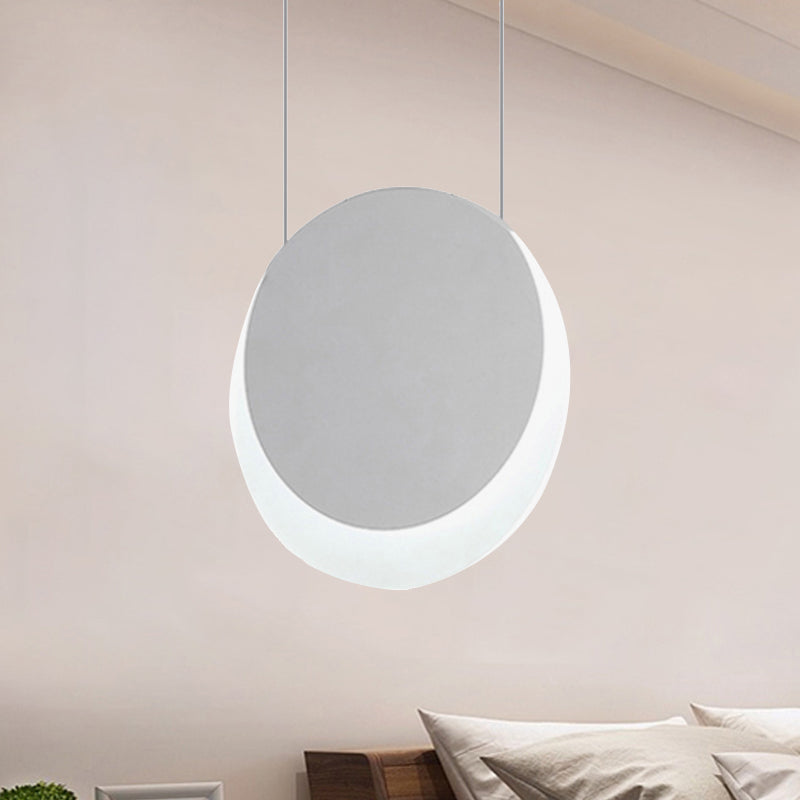 Luz de colgante LED simplicidad colgante de suspensión blanca con sombra acrílica de borde en forma de media luna con luz cálida/blanca, 6.5 "/8.5" W