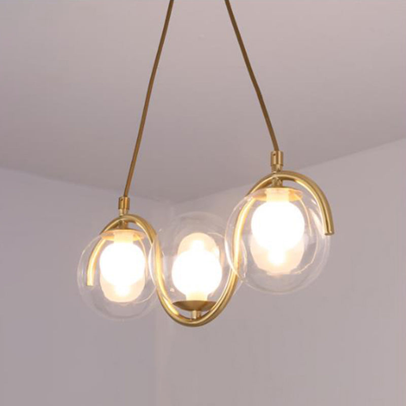 3/5/7 Lichter Wohnzimmer Kronleuchter mit Ball Clear Glass Shade Post Modernist Gold LED Hanging Deckenleuchte