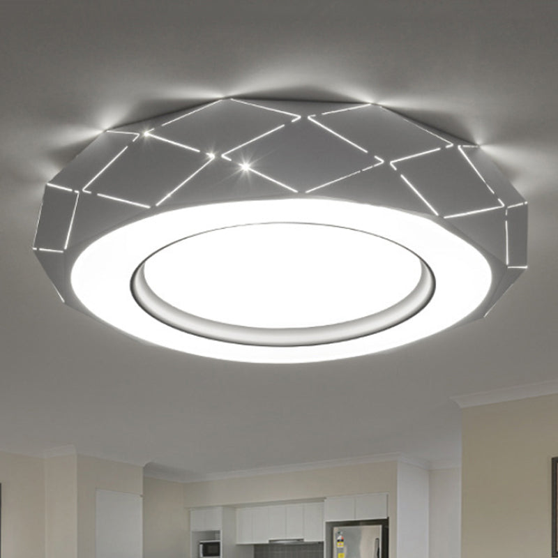 Hollowed Out Acrylic Shade Flush Mount LED Flush Ceiling Light in White, 11"/19.5"/24.5" Wide