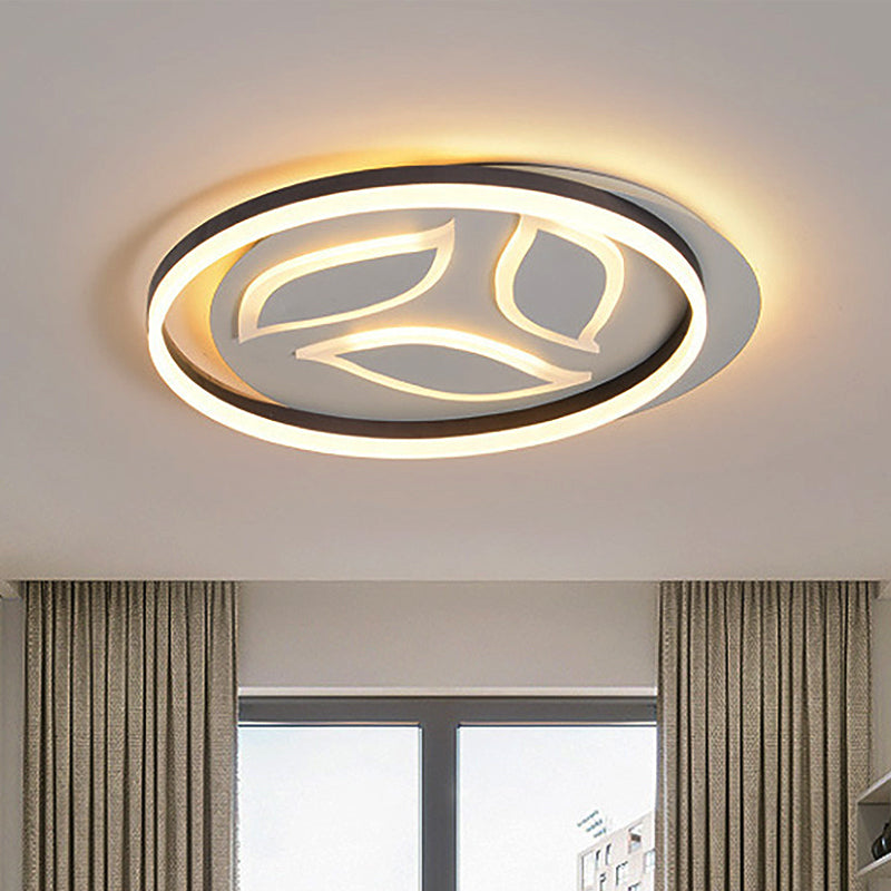 Camera da letto a LED Semi a filo con sfumatura in metallo a foglia modernista marrone semifulò lampada a montaggio in luce bianca/calda