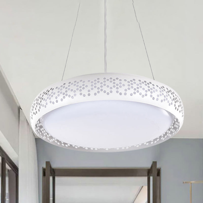 Luz de colgante colgante de tambor negro/blanco 1 Cabeza colgante de metal lámpara con luz cálida/blanca/natural, 19 "/23" de ancho