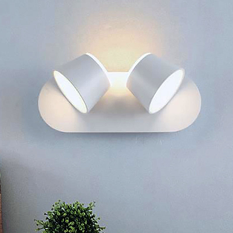 1/2/3 luces Dimensionamiento de pared de dormitorio con tono de metal de cono con moderno accesorio de iluminación de tocador blanco/negro en luz blanca