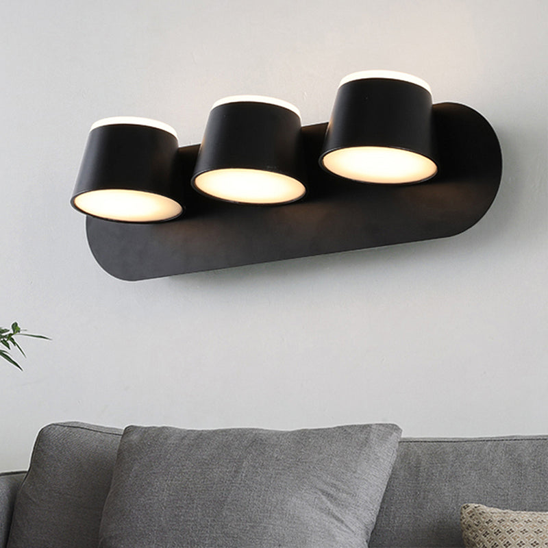 1/2/3 luces Dimensionamiento de pared de dormitorio con tono de metal de cono con moderno accesorio de iluminación de tocador blanco/negro en luz blanca