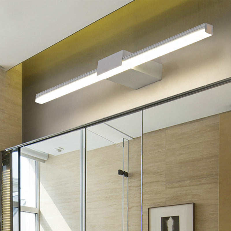 Linear Metal Vanity Lamp Contemporary Led White/Black Vanity Wall Sconce in Natural Light, 16"/23.5"/31.5" Wide