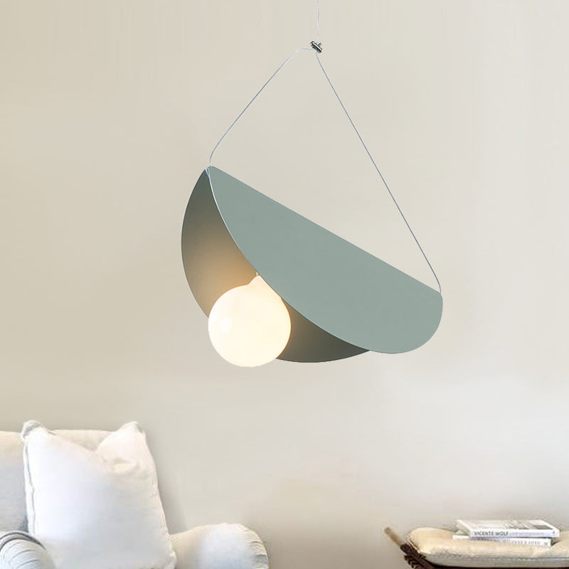 Black/Grey/Black Curved Hanging Lighting Contemporary 1 Light Metal Suspension Pendant for Bedroom