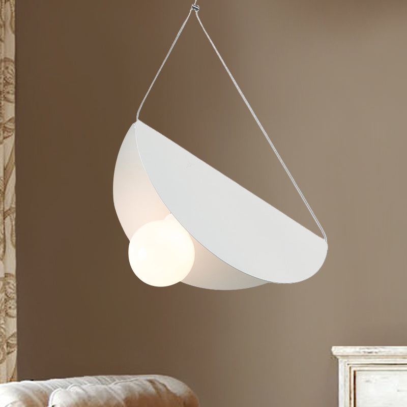 Black/Grey/Black Curved Hanging Lighting Contemporary 1 Light Metal Suspension Pendant for Bedroom