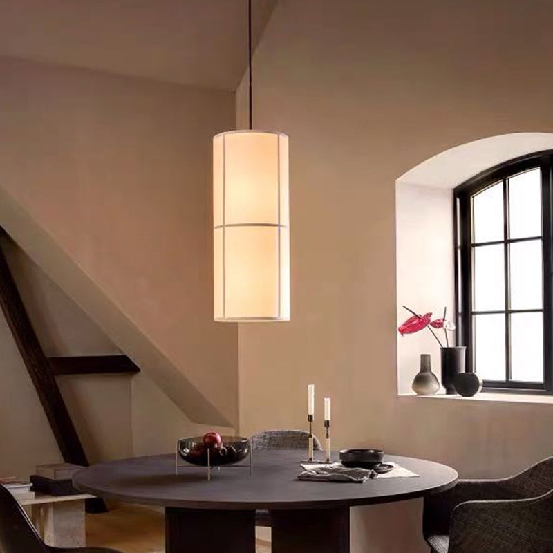 Lampada di sospensione cilindrica bianca Minimalista 1 Citaggio del soffitto in tessuto a testa per sala da pranzo