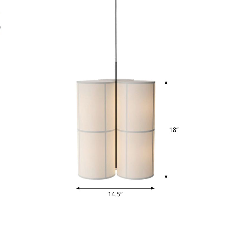 White Cylindrical Suspension Lamp Minimalist 1 Head Fabric Ceiling Pendant for Dining Room
