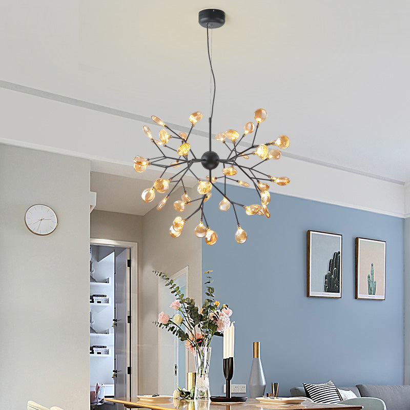 Heracleum LED Chandelier Artistic Tan Blown Glass Dining Room Hanging Ceiling Light