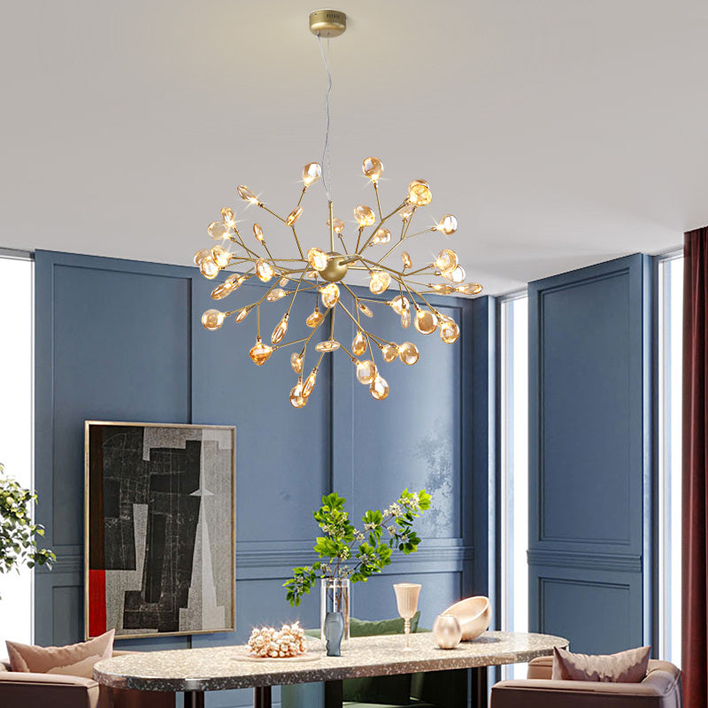 Heracleum LED Chandelier Artistic Tan Blown Glass Dining Room Hanging Ceiling Light