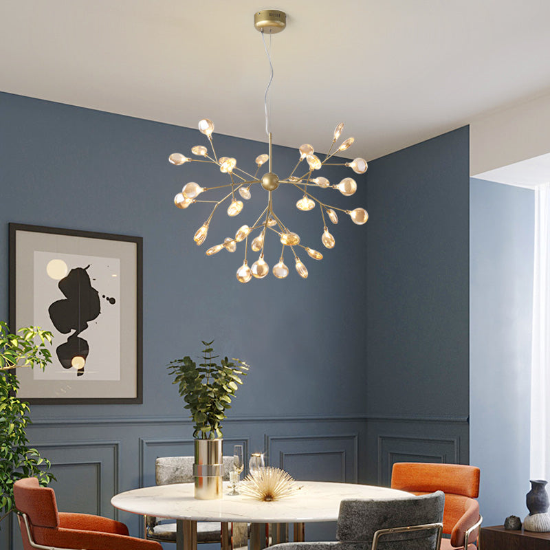 Heracleum LED Chandelier Artistic Tan Blown Glass Dining Room Hanging Ceiling Light