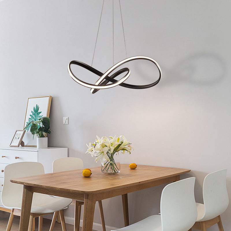 Seamless Curve Ceiling Pendant Light Simple Style Metal Dining Room LED Chandelier