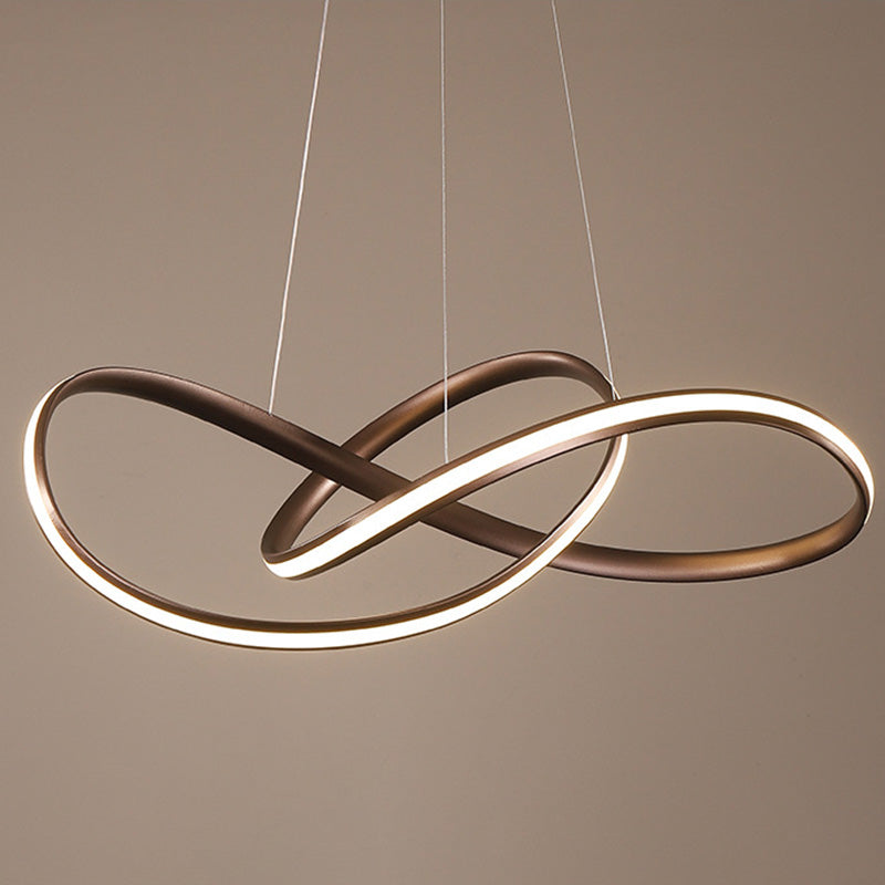 Seamless Curve Ceiling Pendant Light Simple Style Metal Dining Room LED Chandelier