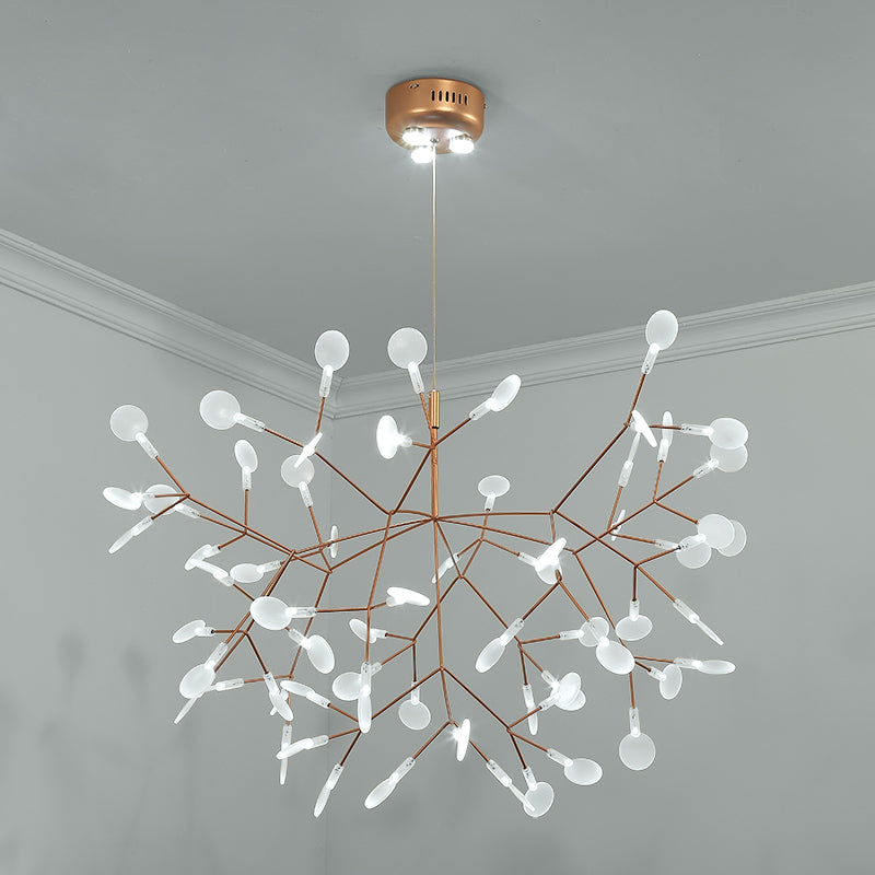 Designer Heracleum Chandelier Acrylic Living Room LED Pendant Light Fixture in Bronze