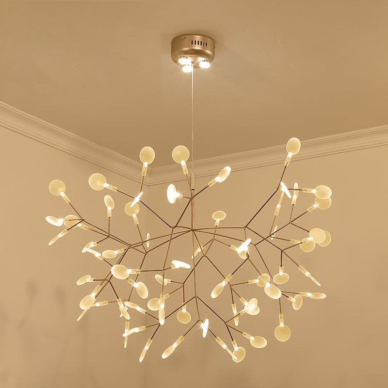 Designer Heracleum Chandelier Acrylic Living Room LED Pendant Light Fixture in Bronze