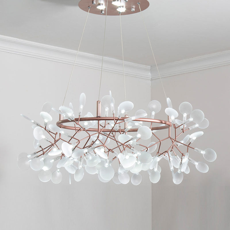 Designer Heracleum Chandelier Acrylic Living Room LED Pendant Light Fixture in Bronze