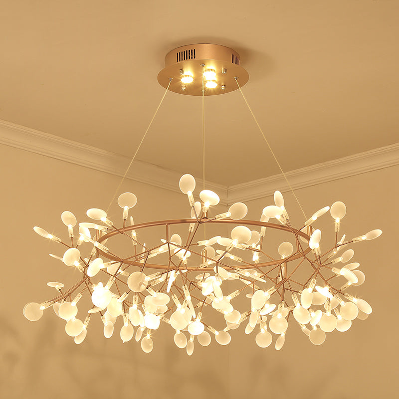 Designer Heracleum Chandelier Acrylic Living Room LED Pendant Light Fixture in Bronze