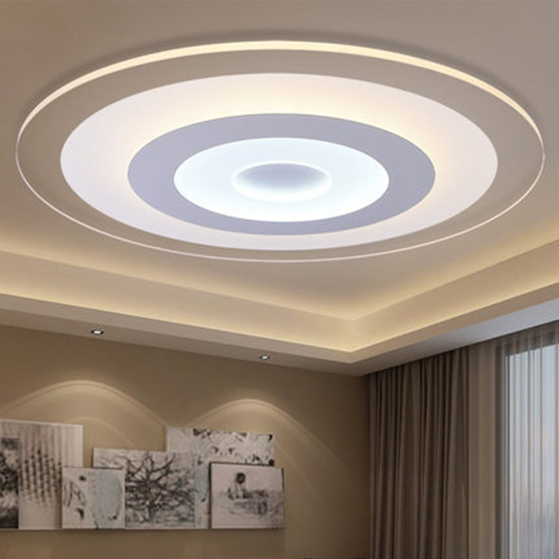 Luz empotrada en forma de disco blanco, luz LED de acrílico de estilo Simple montada en el techo para dormitorio