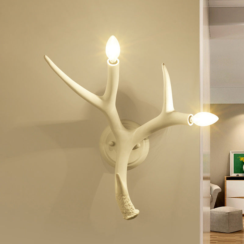 Hars Antler -vormige wand SCONCE Hedendaagse stijl 2 Lichten witte wandverlichting voor restaurant