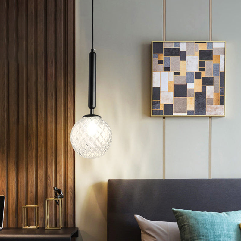 Lampada a sospensione a sfera di vetro reticolare trasparente Stile Spepension Sospension per camera da letto