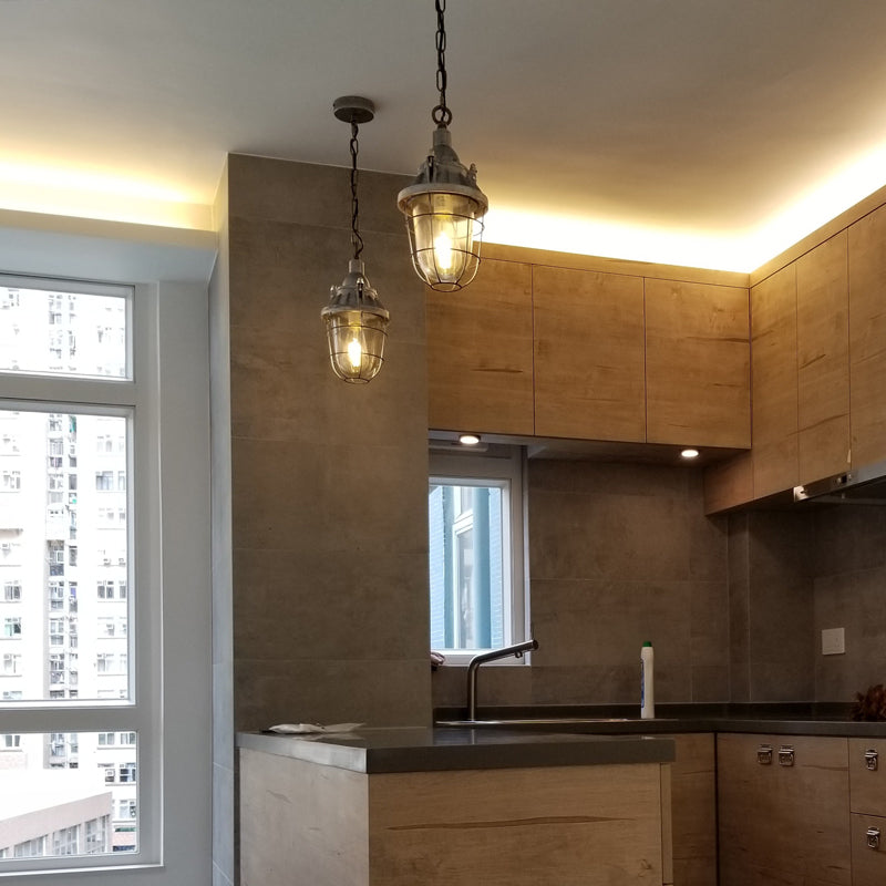 Luce a ciondolo in gabbia argento in stile steampunk metallo 1 lampada al soffitto per pub lampadina