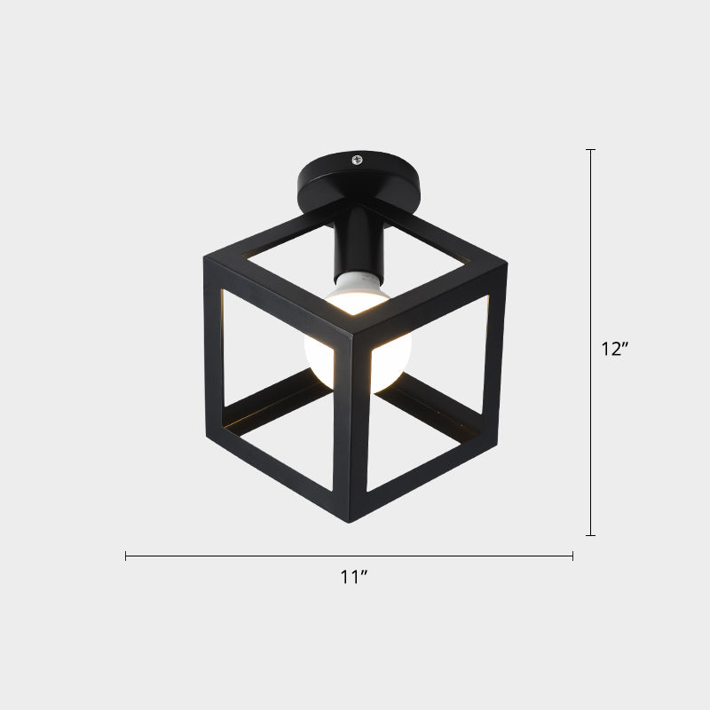 Lámpara de techo incorporada de pequeño Canal de jaula, lámpara de techo negra de metal industrial