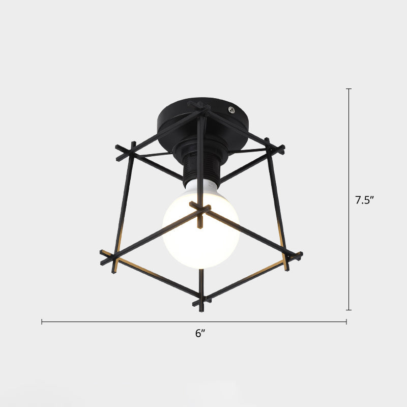 Lámpara de techo incorporada de pequeño Canal de jaula, lámpara de techo negra de metal industrial