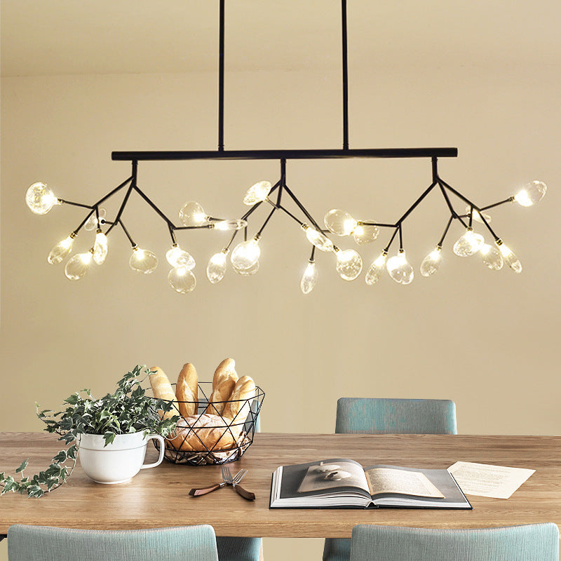 Tree Branch Glass Pendant Lamp Nordic 27-Light Island Ceiling Light for Dining Room