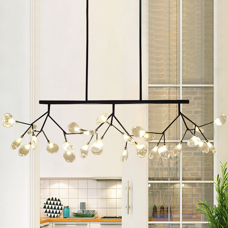 Tree Branch Glass Pendant Lamp Nordic 27-Light Island Ceiling Light for Dining Room