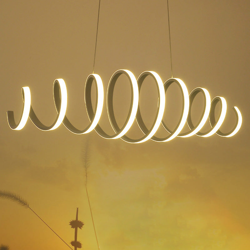 White Spiral Pendant Light Minimalism LED Acrylic Ceiling Suspension Lamp for Dining Room