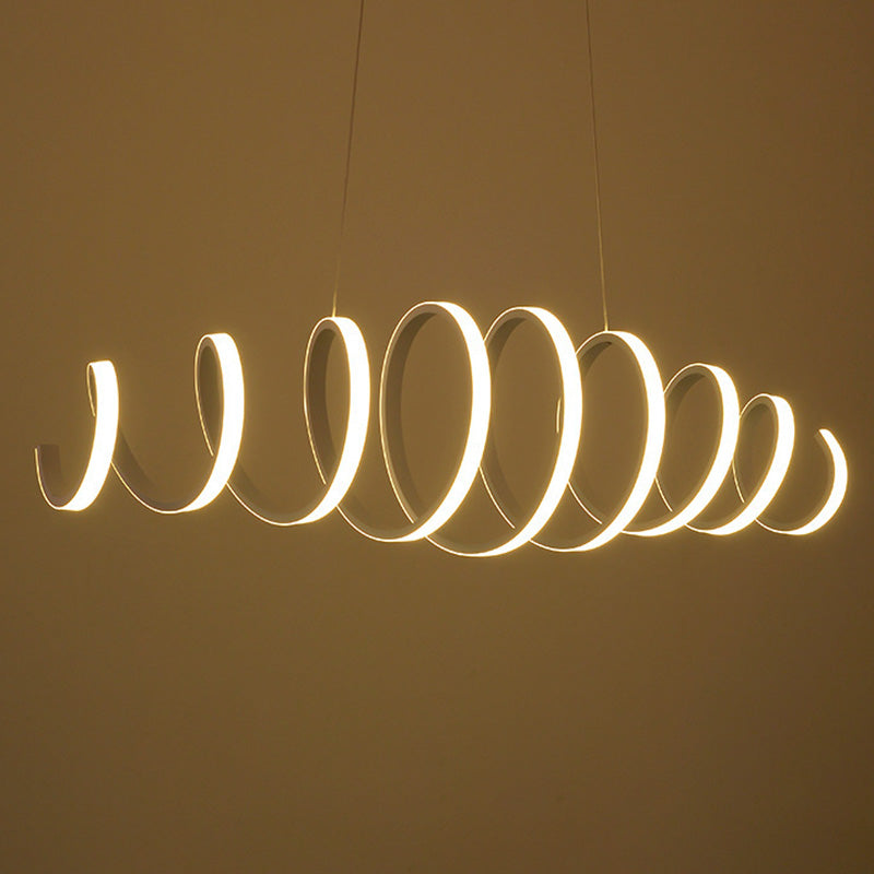 White Spiral Pendant Light Minimalism LED Acrylic Ceiling Suspension Lamp for Dining Room
