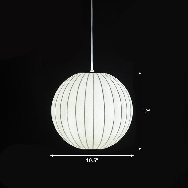 White Lantern Hanging Lamp Japanese Style Single Artificial Silk Pendant Lighting Fixture