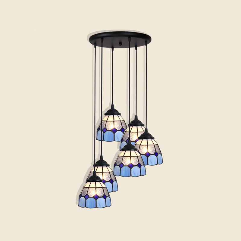 Plafond pendentif floral Light Art artistique Verre Tiffany Style Suspension Lampe pour salle à manger