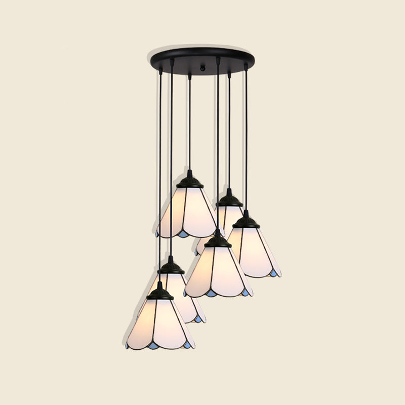 Plafond pendentif floral Light Art artistique Verre Tiffany Style Suspension Lampe pour salle à manger