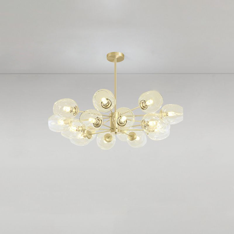 Dimpled Blown Glass Cup Chandelier Postmodern Gold Finish Hanging Lamp for Living Room