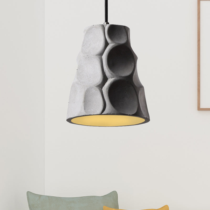 1 iluminación colgante de luz con tono de concreto de cono en estilo nórdico de techo colgante gris