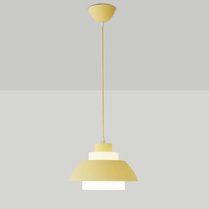 Bol en aluminium plafonnier pendrier léger macaron à la lampe à bulbe unique avec insert de l'ombre acrylique