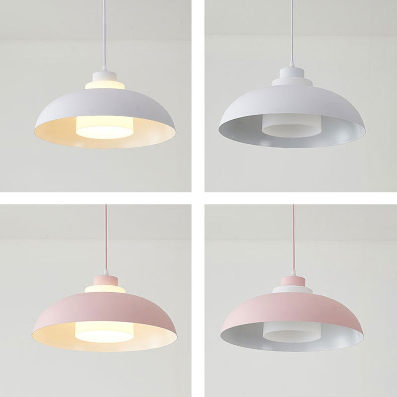 Bol en aluminium plafonnier pendrier léger macaron à la lampe à bulbe unique avec insert de l'ombre acrylique