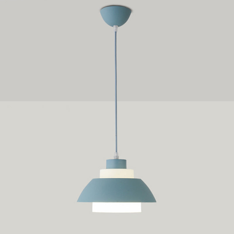 Bol en aluminium plafonnier pendrier léger macaron à la lampe à bulbe unique avec insert de l'ombre acrylique