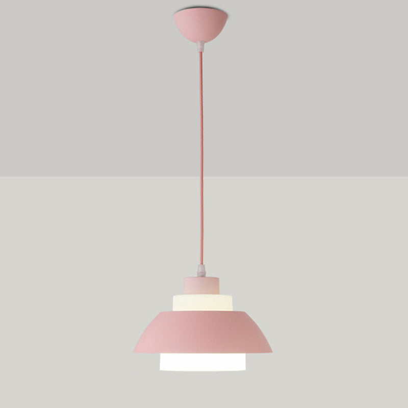 Bol en aluminium plafonnier pendrier léger macaron à la lampe à bulbe unique avec insert de l'ombre acrylique