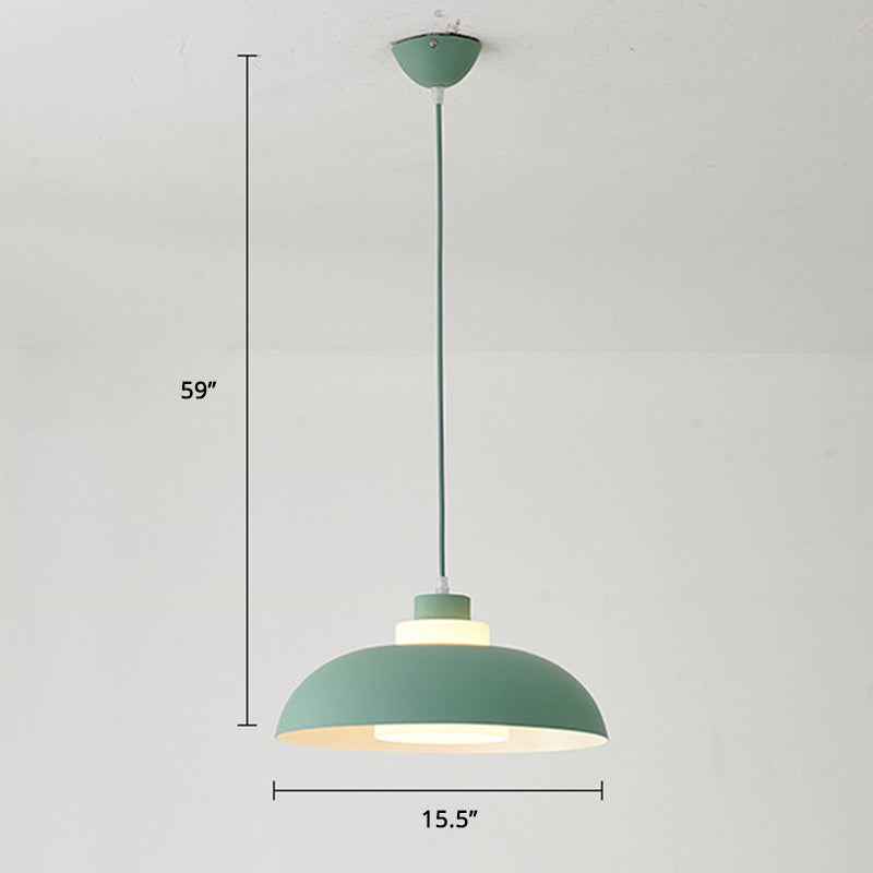 Bol en aluminium plafonnier pendrier léger macaron à la lampe à bulbe unique avec insert de l'ombre acrylique
