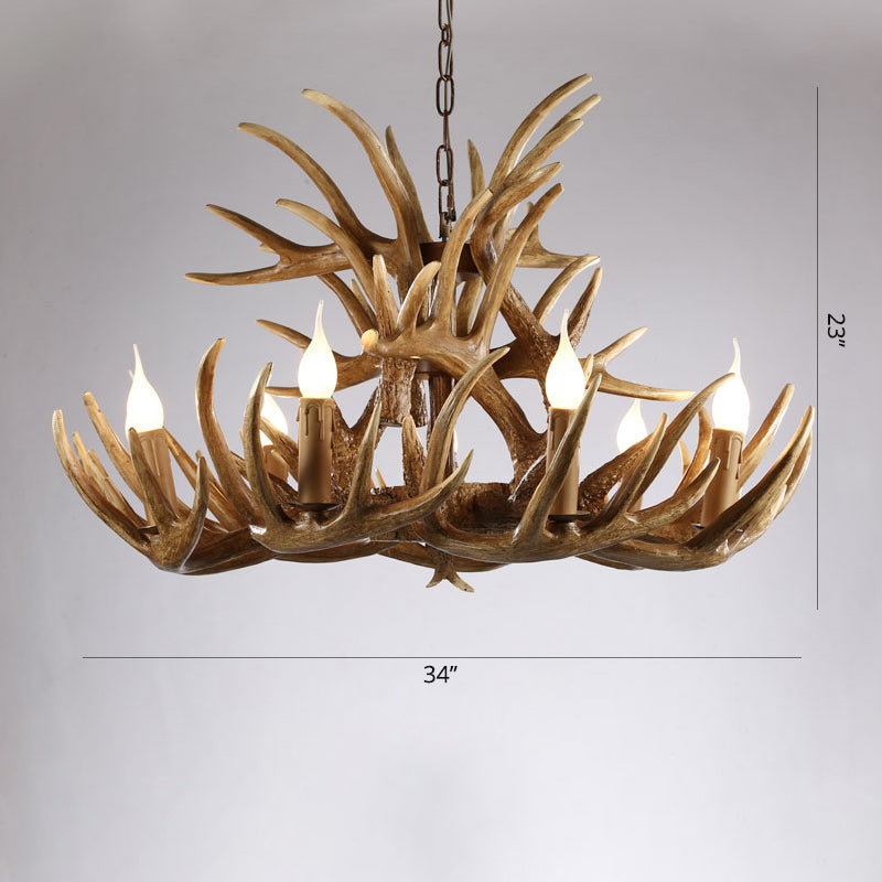 Künstliches Geweih Kronleuchter rustikales Harz hängendes Licht mit exponiertem Glühbirnendesign