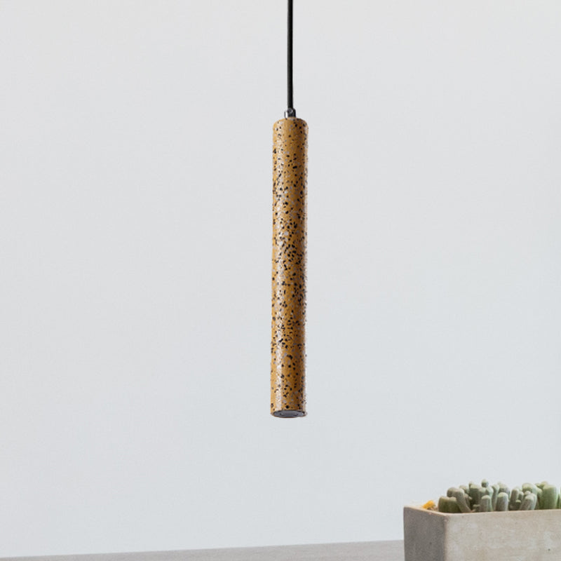 Tube Pendant Lighting Nordic Cement 1 Light Yellow/Blue/Green Hanging Ceiling Light, 12"/21.5"H