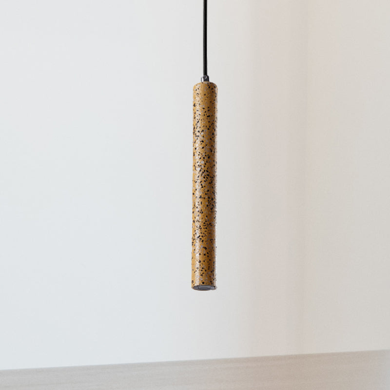 Tube Pendant Lighting Nordic Cement 1 Light Yellow/Blue/Green Hanging Ceiling Light, 12"/21.5"H