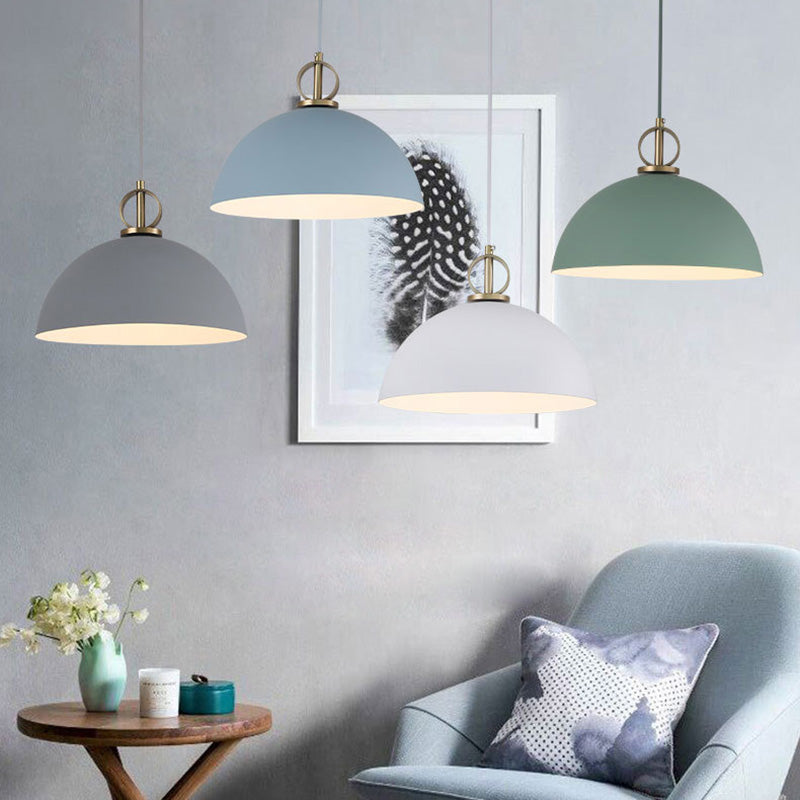 Makkaronkuppel hängende Anhänger Light Metal 1-Bulb Restaurant Pendulum Light mit Messingring-Deco