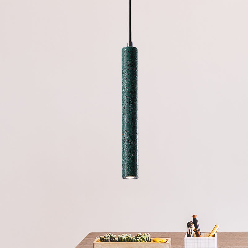 Tube Pendant Lighting Nordic Cement 1 Light Yellow/Blue/Green Hanging Ceiling Light, 12"/21.5"H