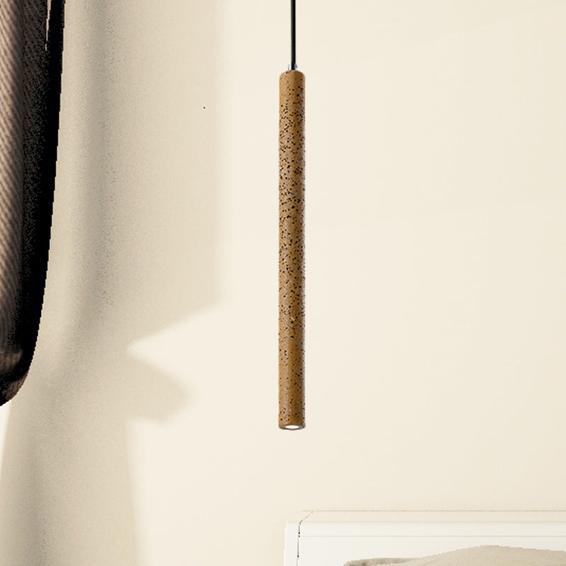 Tube Pendant Lighting Nordic Cement 1 Light Yellow/Blue/Green Hanging Ceiling Light, 12"/21.5"H